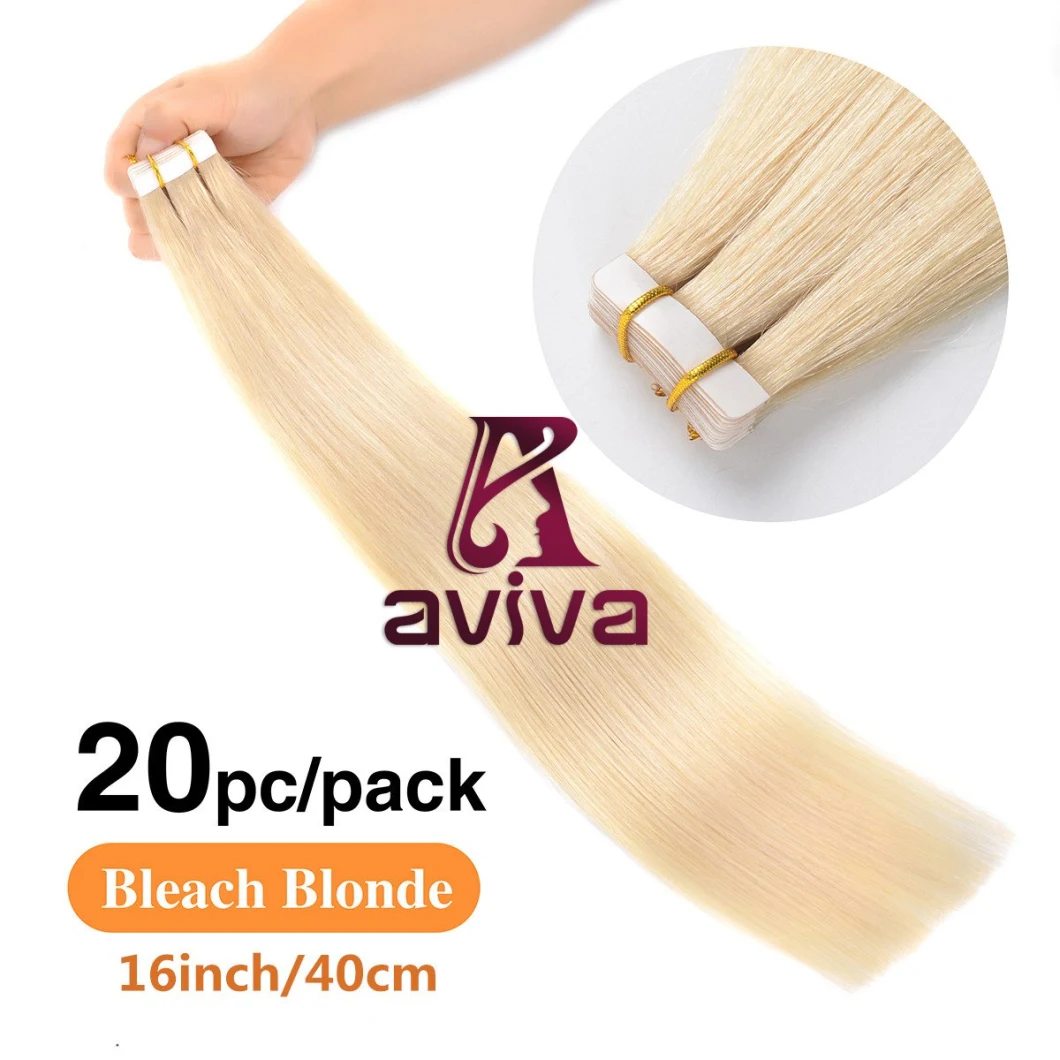 Blonde 613# Virgin Hair Skin Weft Double Side Tape in Hair Extensions PU Tape Human Hair Extension 16inch (AV-TP0016-613)